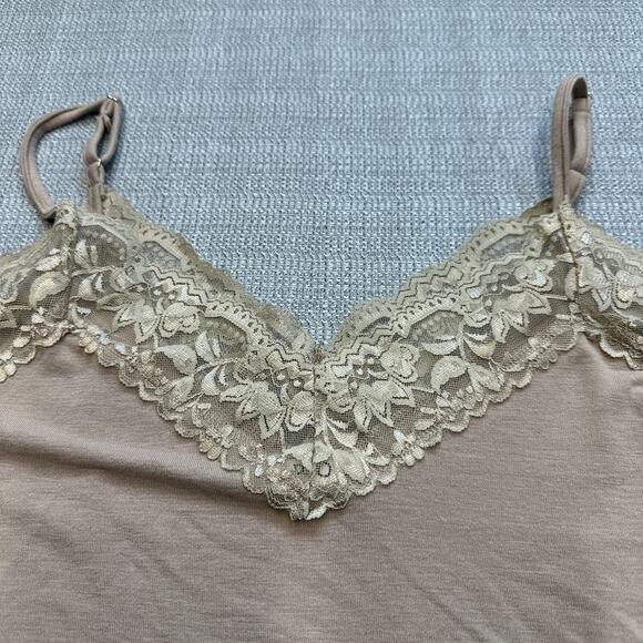 POL Cami Top  Womens Large Taupe Lace Trim‎ Y2K Lingerie Style Feminine Whimsy - Picture 2 of 9